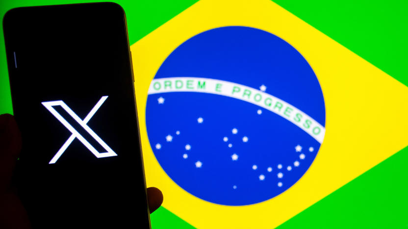 INDIA - 2024/09/03: In this photo illustration, an X(Twitter) logo seen displayed on a smartphone with a flag of Brazil in the background. (Photo Illustration by Avishek Das/SOPA Images/LightRocket via Getty Images)