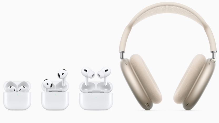 The new Apple AirPods lineup after Apple's September 2024 event, including the AirPods 4, AirPods 4 with Active Noise Cancellation, AirPods Pro and AirPods Max.