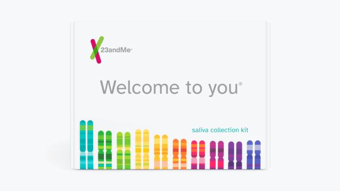 A box with the 23andMe logo.