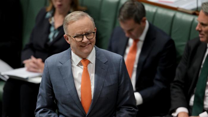 CANBERRA, AUSTRALIA - AUGUST 22: Prime Minister Anthony Albanese speaks at Question Time in the House of Representatives at Australian Parliament House on August 22, 2024 in Canberra, Australia. Pressure is building on the Albanese government on a number of fronts, but cost of living pressures are top among them and may prove to be a damaging political liability in the months ahead as Peter Dutton gets the opposition ready for next year's election season. (Photo by Tracey Nearmy/Getty Images)