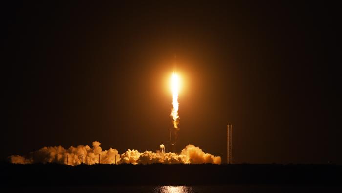 CAPE CANAVERAL, FLORIDA, UNITED STATES - JULY 28: A SpaceX Falcon Heavy rocket carrying the Jupiter 3 satellite lifts off from pad 39A at the Kennedy Space Center on July 28, 2023 in Cape Canaveral, Florida. The satellite, built by Maxar Technologies for Hughes Network Systems, is the largest commercial communications satellite ever to  launch into geostationary orbit. (Photo by Paul Hennesy/Anadolu Agency via Getty Images)