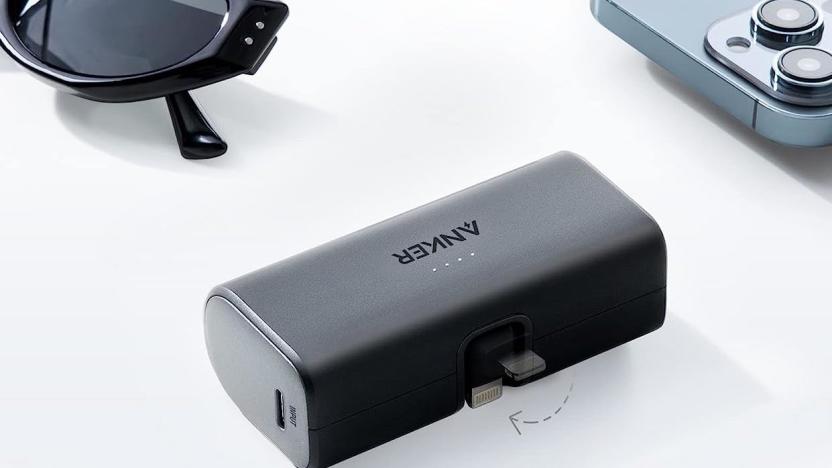 The Anker mini portable charger in black. 