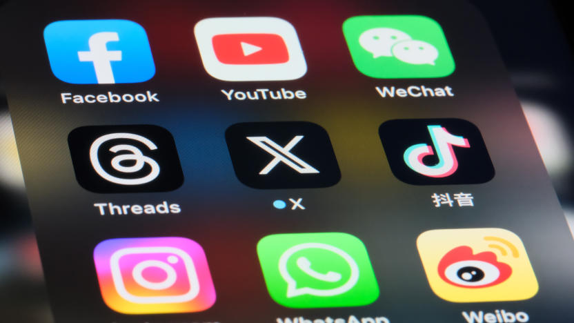 Shanghai,China-July 30th 2023: X (new Twitter), Threads, Facebook, YouTube, Instagram, WeChat, WhatsApp. Douyin(TikTok) and Sina Weibo app icons. Assorted online social media software brands