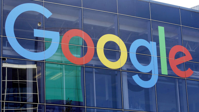 FILE - A sign is displayed on a Google building at their campus in Mountain View, Calif., on Sept. 24, 2019. Google fell far short of its ambitious goals to address climate change by cleaning up its operations, according to the company’s annual Environmental Report released on Tuesday, July 2, 2024. (AP Photo/Jeff Chiu, File)