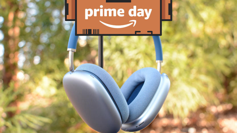 Apple AirPods Max with Prime Day logo.