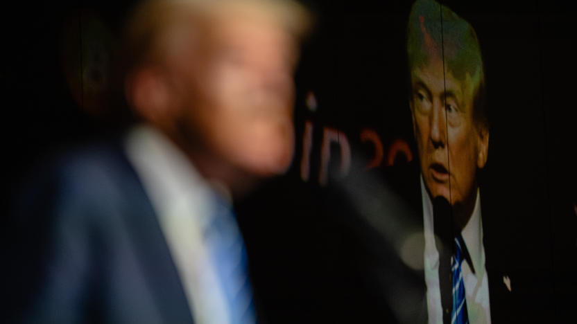 NASHVILLE, TENNESSEE - JULY 27: Former President and 2024 Republican presidential candidate Donald Trump gives a keynote speech on the third day of the Bitcoin 2024 conference at Music City Center July 27, 2024 in Nashville, Tennessee. The conference, which is aimed at bitcoin enthusiasts, features multiple vendor and entertainment spaces and seminars by celebrities and politicians. (Photo by Jon Cherry/Getty Images)