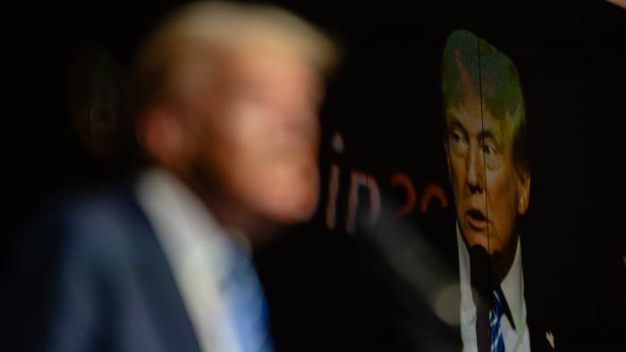 NASHVILLE, TENNESSEE - JULY 27: Former President and 2024 Republican presidential candidate Donald Trump gives a keynote speech on the third day of the Bitcoin 2024 conference at Music City Center July 27, 2024 in Nashville, Tennessee. The conference, which is aimed at bitcoin enthusiasts, features multiple vendor and entertainment spaces and seminars by celebrities and politicians. (Photo by Jon Cherry/Getty Images)