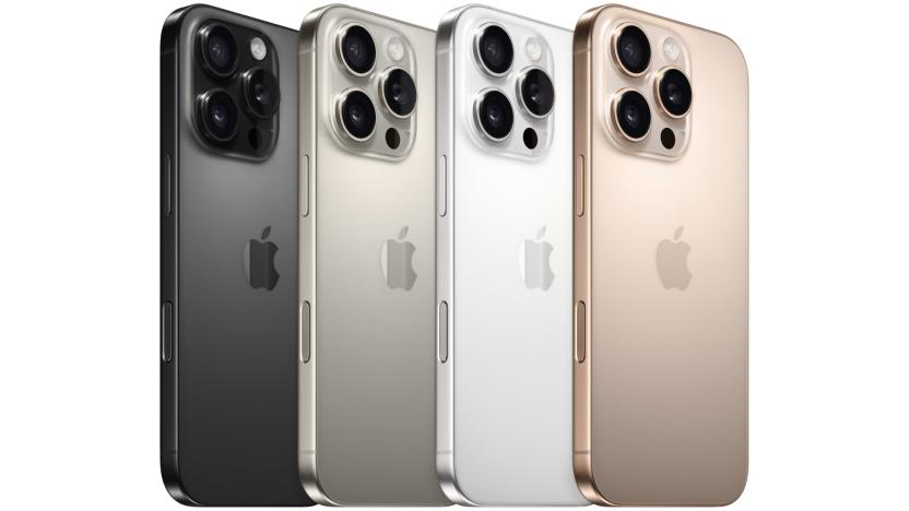 The new Apple iPhone 16 Pro in its various color finishes.