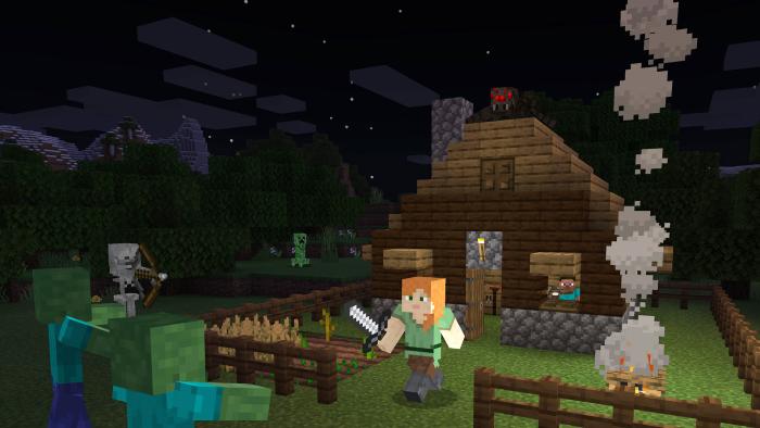 Fighting mobs in 'Minecraft'