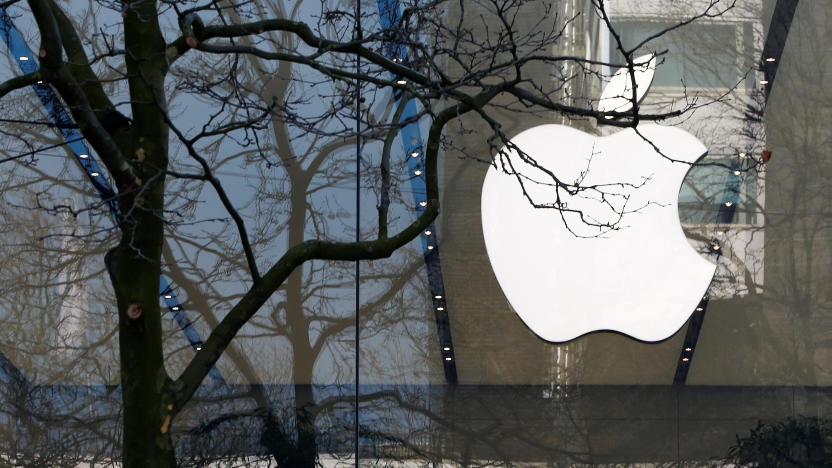 FILE PHOTO: An Apple logo is seen at the entrance of an Apple Store in downtown Brussels, Belgium March 10, 2016.   REUTERS/Yves Herman/File Photo